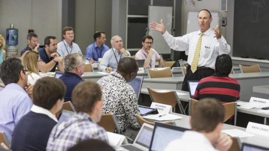 a classroom with vibrant discussion